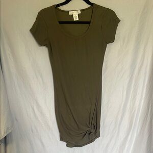 Planet Gold Olive Green Dress with Knot Detail